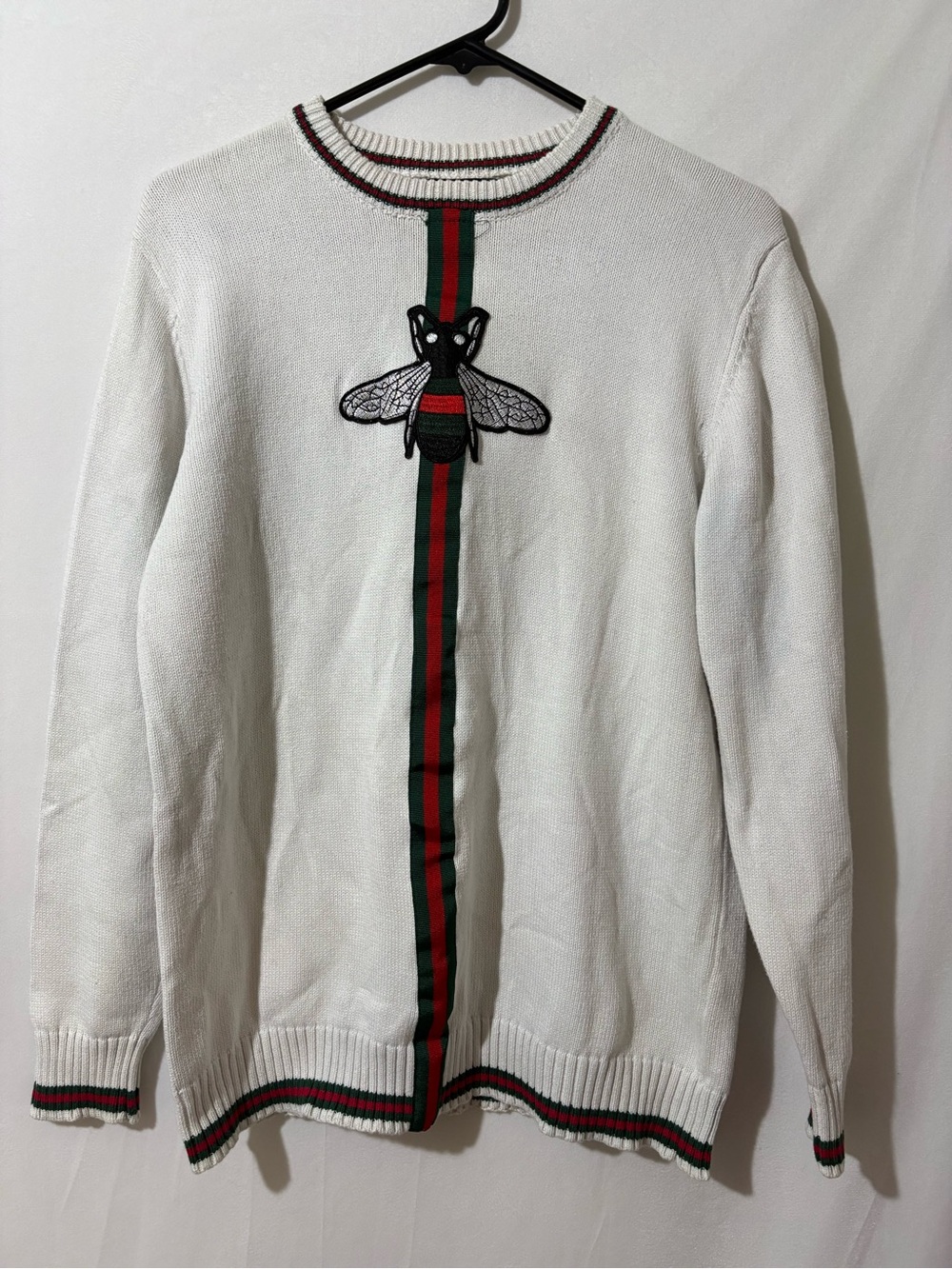 Gucci White Crewneck Sweater boot Bee Patch medium men’s